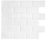 Smart Tiles Mosaik Series SM1020-4 Wall Tile, 10.95 in L Tile, 9.7 in W Tile, Straight Edge, Subway Pattern, White
